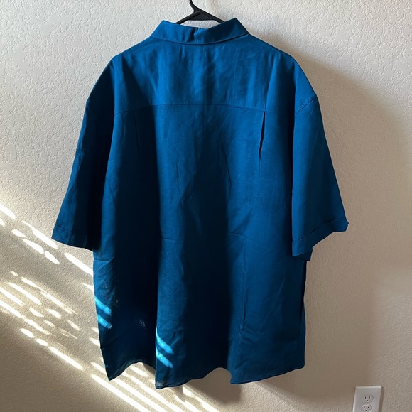 Cubavera Men’s Guayabera Shirt | 2XLT | Cream & Blue | Short Sleeve | NWT - Picture 8 of 9